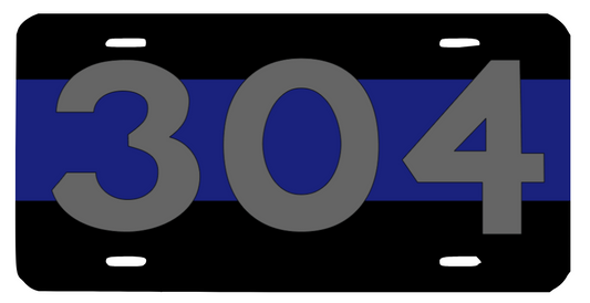 304 WEST VIRGINIA AREA CODE BLUE LINE POLICE LICENSE PLATE