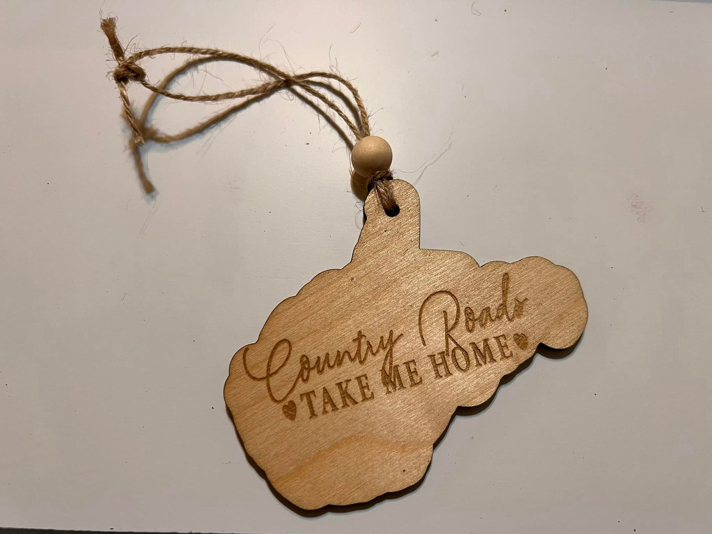 WEST VIRGINIA COUNTRY ROADS NATURAL WOOD ORNAMENT