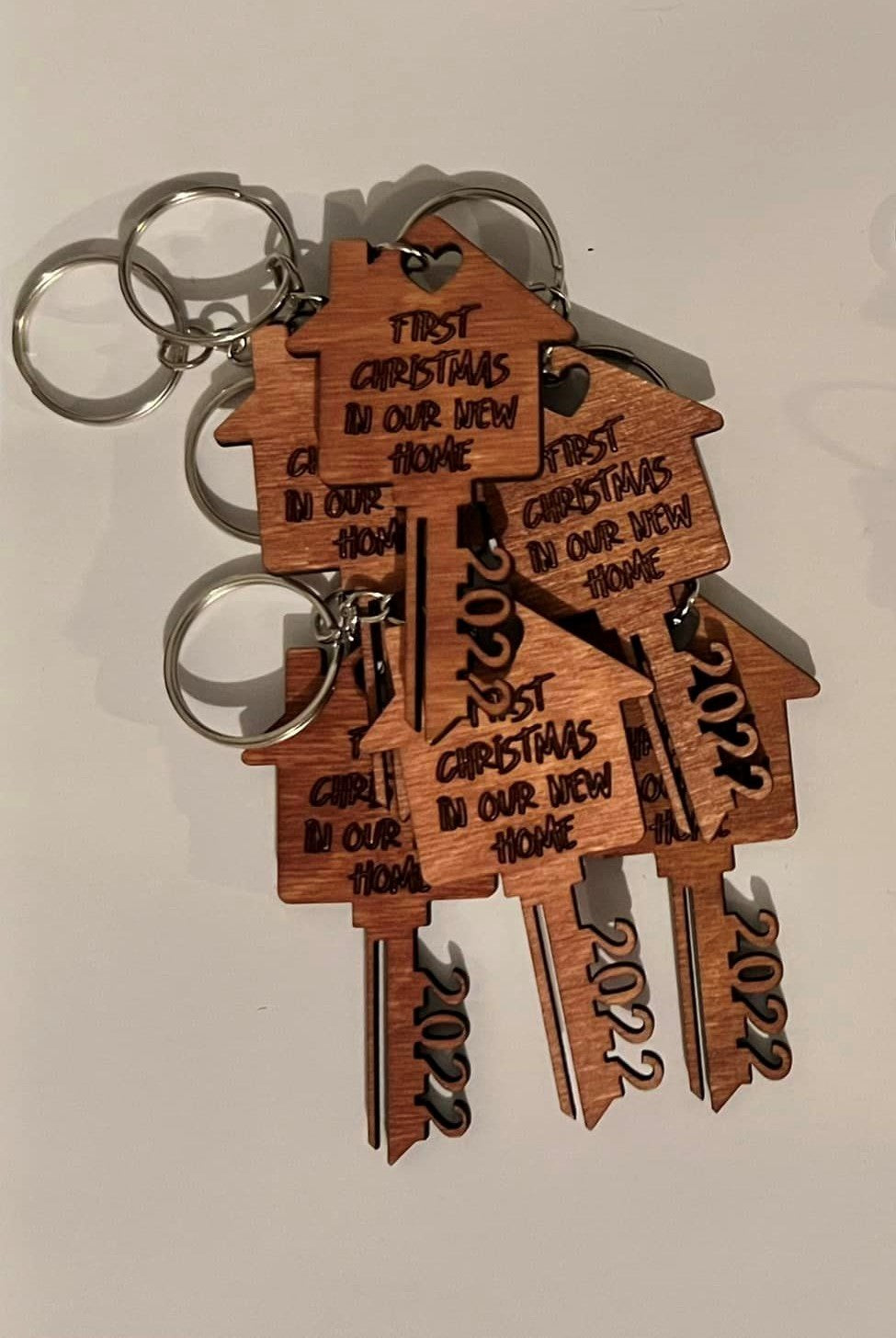 LASER CUT KEYCHAIN "FIRST CHRISTMAS IN OUR NEW HOME 2022"