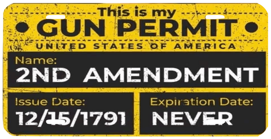 GUN PERMIT 2ND AMENDMENT LICENSE PLATE