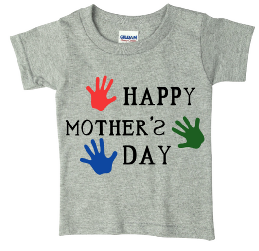 KIDS HAPPY MOTHERS DAY HAND PRINT T-SHIRT