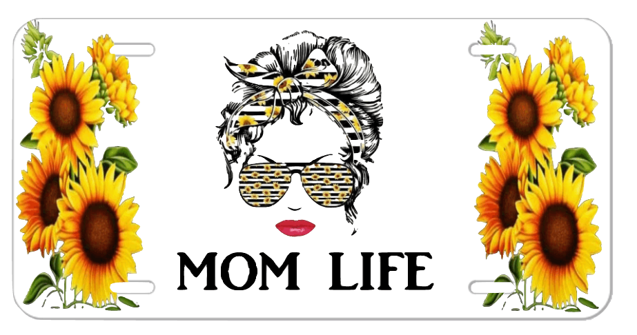 MOM LIFE WITH SUNFLOWERS LICENSE PLATE