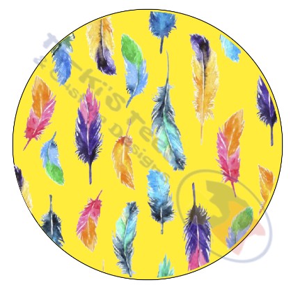 YELLOW FEATHERS CAR COASTERS SET