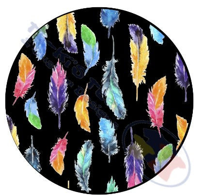 BLACK FEATHERS CAR COASTERS SET