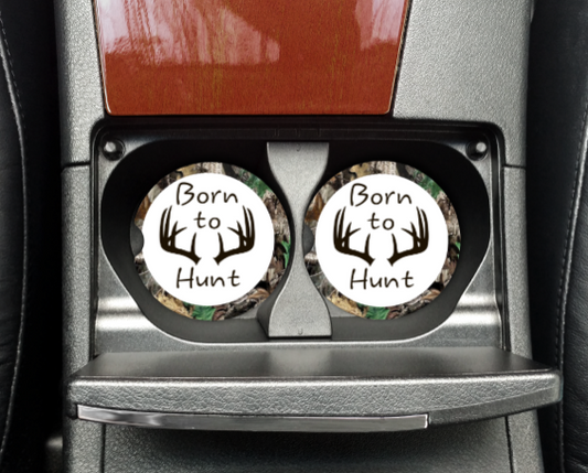 BORN TO HUNT CAMO CAR COASTERS SET