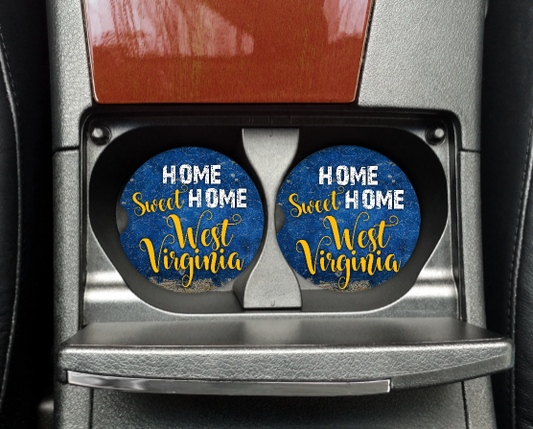 HOME SWEET HOME WEST VIRGINIA CAR COASTERS SET