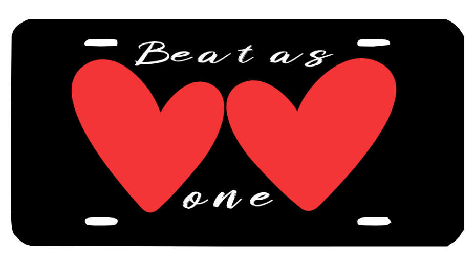 TWO HEARTS BEAT AS ONE CUSTOM LICENSE PLATE